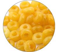Large Hole Gemstone Beads for Jewelry Making,Loose Macrame Natural Stone Beads Pack of 15 (Yellow Jade(8 * 14mm))