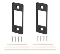 Large Hole Strike Plate for Securing Deadbolts, Designed for Misalignment Fixing and Easy Installation (2PCS-Black)