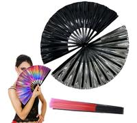Large Holographic Folding Hand Fan, Laser Rave Hand Fan, Boots on The Ground Fan for Line Dancing Foldable Craft Holding Laser Colors Fan (C15)