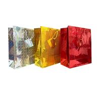 Large Holographic Party Bags Assorted Colours Gift Bags Wrapping Present Sweet Candy Bags with Rope Handles & Tags for DIY Party Filler Bag (36 Pcs)