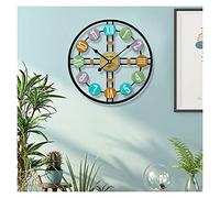 Large Home Decoration Wall Clock for Living Room Decor,Vintage 3D Metal Roman Numeral + Arabic Wall Watches Industrial Gear European Retro Clocks Decoration for Living Room Restaur (Black 60CM)