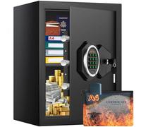 Large Home Safe Box Fireproof Waterproof with A4 Fireproof Bag and Backlit Keypad, 43.4L Anti-theft Fireproof Safe with Removable Shelf and Alarm Mode, Fire Safes for Money Jewelry A4 Document
