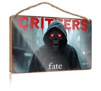 Large Home Sign Critters: The Hooded One'S Fate Unfolds Wooded Sign Office Door Signs Funny Kitchen Signs Wall Decor(15X28CM)