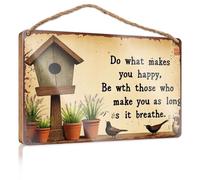 Large Home Sign Do What Makes You Happy, Be With Those Who Make You As Long As It Breathes. Camper Decor Farmhouse Hanging Sign(15X28CM)
