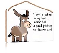 Large Home Sign Donkey Saying "If You're Talking To My Back... Camper Decor Farmhouse Hanging Sign(15X28CM)