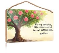 Large Home Sign Family Branches, Like Roots Ancient In Our Differences, Together. Camper Decor Farmhouse Hanging Sign(23X35CM)