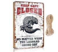 Large Home Sign Keep Gate Closed No Matter What The Leopard Gecko Say Wooden Sign Welcome Sign For Front Door Desk Accessories For M(15X28CM)