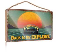 Large Home Sign Vintage Car Sunset Adventure: Back To The Explore Wooded Sign Office Door Signs Funny Kitchen Signs Wall Decor(20X30CM)