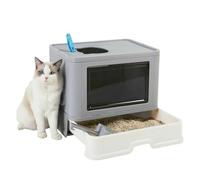 Large Hooded Cat Litter Box Tray Drawer Type Pet Kitty Toilet Top Entry Anti-Splashing Enclosed Potty with Hair Grooming Scoop