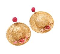 Large Hoop Earrings with Woven Rattan Detailing, Hot, B