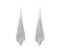 Large Hoops Earrings for Women Dangle Tassel Lattice Earrings Metal Women Mesh Long Sequins Earrings Drop Earrings Star Chain Earrings (Silver, One Size)