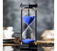 Large Hourglass Timer 60 Minute, Decorative Hexagon Frame Sandglass with Blue Sand