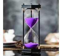 Large Hourglass Timer 60 Minute, Decorative Hexagon Frame Sandglass with Purple Sand