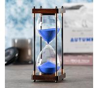 Large Hourglass Timer 60 Minute, Decorative Wooden Sand Timer with Blue Sand, 1 Hour Sand Clock