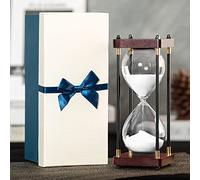 Large Hourglass Timer 60 Minute, Decorative Wooden Sand Timer with Gift Box, 1 Hour White Sand Clock