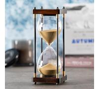Large Hourglass Timer 60 Minute, Decorative Wooden Sand Timer with Golden Sand, 1 Hour Sand Clock