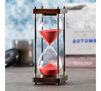 Large Hourglass Timer 60 Minute, Decorative Wooden Sand Timer with Red Sand, 1 Hour Sand Clock