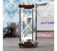 Large Hourglass Timer 60 Minute, Decorative Wooden Sand Timer with White Sand, 1 Hour Sand Clock