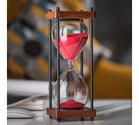 Large Hourglass Timer 60 Minute, Decorative Wooden Sandglass, Red