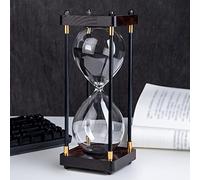 Large Hourglass Timer 60 Minutes Vintage Wooden Hourglass Timer Modern Decoration for Home Kitchen Office (Black)