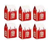 Large House Shaped Gift Boxes with Handle,Christmas Wonderland Cottage Gift Box, 3D Pop Up Christmas House Gift Boxes, Paper Treat Boxes for Holiday Party Favors, Cookie Candy Packaging (Red-6pcs)
