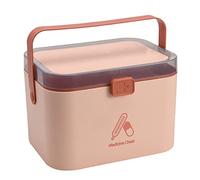 Large Household Medicine Storage Box, Fold 2-Layer First Aid Box， Portable Medicine Container Box, Large Medicine Chest for Home, School, Office Medicine Storage Container 27.7 x 20.4 x 19.4CM(Pink)