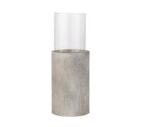 Large Hurricane Lantern - Stone Grey & Glass