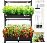 Large Hydroponic Tower Garden System Black, 90 Pod Vertical Indoor Growing Kit with LED Grow Light, Auto Circulating Water System, 40L Planter