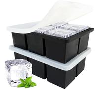 Large Ice Cube Tray for Whiskey: 2inch Large Square Ice Grid Big Silicone Ice Trays - 2Pack Silicone Old Fashioned Ice Cube Trays - 2inch Huge Cubed Ice Trays for Whiskey, Cocktails & Drinks