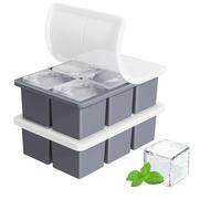 Large Ice Cube Tray for Whiskey: Big Square Ice Cube Maker for Cocktail - 2Pack Silicone Old Fashioned Ice Trays - 2inch Huge Ice Trays for Whisky