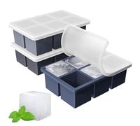 Large Ice Cube Tray for Whiskey: FDDBI Big Square Ice Cube Maker for Cocktail - 3Pack Silicone Old Fashioned Ice Cube Trays - 2inch Huge Cubed Ice Trays for Whisky