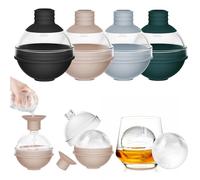 Large Ice Cube Tray Moulds with Funnel Lid - Big Sphere Ice Ball Maker, Silicone Round Ice Molds for Whiskey, Cocktails, Wine, and Drinks (Set of 4) - Reusable Easy-Release Circle Ice Tray