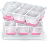 Large Ice Cube Tray with Lid, JRISBO Silicone Ice Cube Mould 6cm Extra Big & BPA Free & Easy Release, 140ml Giant Ice Cube Trays Unique Clear Design for Cocktails Drinks (2 Pack)
