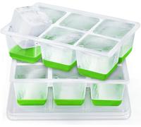 Large Ice Cube Tray with Lid, JRISBO Silicone Ice Cube Mould 6cm Extra Big & BPA Free & Easy Release, 140ml Giant Ice Cube Trays Unique Clear Design for Cocktails Drinks (2 Pack)