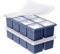 Large Ice Cube Trays for Whiskey: GGOW Big Silicone Ice Cube Trays 2Inch- Huge Square Ice Cubed Tray for Whisky and Cocktail