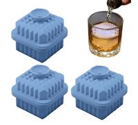 Large Ice Mould - Pack of 3 Reusable Portable Silicone Diamond Holders - Diamond Shaped Ice Cube Tray | For Kitchen Fridge Home Family Whiskey Cocktails Drinks