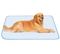 Large Ice Silk Cooling Mat for Dogs, Reusable Washable Pet Cool Pad for Cats and Puppys Leak-Proof Non-Slip Pee Pad for Bed Sofa Crate Cage Nest Car (100x65cm | Blue)