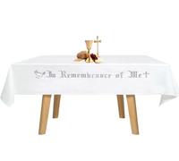 Large in Remembrance of Me Embroidery Altar Frontal Holy Communion Table Cloth Cover, 88.2x52 in Communion Table Cloths for Church for Gatherings Baptism Ceremonies (Silver Embroidery)