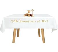 Large in Remembrance of Me Embroidery Altar Frontal Holy Communion Table Cloth Cover, 88.2x52 in Communion Table Cloths for Church for Gatherings Baptism Ceremonies (Gold Embroidery)