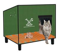 Large Indestructible Heated Cat House for Outside, Extremely Waterproof & Weatherproof Heated Outdoor Cat House for Winter, Fully Insulated Feral Cat Shelter for Outdoor Barn Cats Strays, 20x16x20 in