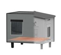 Large Indestructible Heated Cat House for Outside, Extremely Waterproof & Weatherproof Heated Outdoor Cat House for Winter, Fully Insulated Feral Cat Shelter for Outdoor Barn Cats Strays, 20x16x20 in
