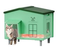 Large Indestructible Heated Cat House for Outside, Extremely Waterproof & Weatherproof Heated Outdoor Cat House for Winter, Fully Insulated Feral Cat Shelter for Outdoor Barn Cats Strays, 20x16x20 in