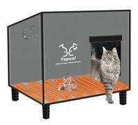 Large Indestructible Heated Cat House for Outside, Extremely Waterproof & Weatherproof Heated Outdoor Cat House for Winter, Fully Insulated Feral Cat Shelter for Outdoor Barn Cats Strays, 20x16x20 in