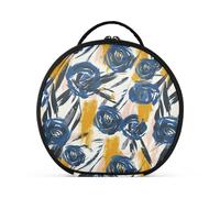 Large Indigo Roses Doodles Toiletry Bag Vertical Free-Standing Stylish Toiletry Bag for Women with Adjustable dividers 11 in