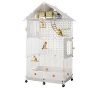Large Indoor Bird Cage for Parakeets and Cockatiels with Rolling Stand, Flight Aviary for Conures, Finch, and Parrot