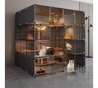 Large Indoor Cat Cage - 3-Tier Portable Pet Cage For 1-4 Cats & Small Animals - Ideal For Chinchillas & More - Space-Saving Design For Comfort & Safety,142 * 107 * 142cm