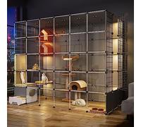 Large Indoor Cat Cage, DIY Cat Pen Cat Cabinet with Cat Litter Box Semi-enclosed Cat Fence Detachable Small Pet Cage, for Kitten Guinea Pig Rabbit (215x110x180cm)