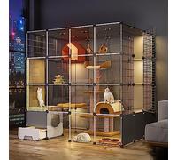 Large Indoor Cat Cage, DIY Cat Playpen Cat Content with Litter Box Semi-Enclosed Cat Fence Detachable Pet Cage, for Kitten Guinea Pig Rabbit and Chinchilla (Size: 145x110x145cm