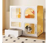 Large Indoor Cat Cage Kennel with Litter Box - Collapsible Pet Playpen Crate, DIY Cat House for 1-3 Cats, Spacious Exercise Place for Feline Fun