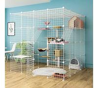 Large Indoor Cat Cage - Sturdy Metal Pet Kennel with Detachable Design, Ideal for 2-5 Cats, Easy to Clean, Perfect for Outdoor Enclosure and Exercise
